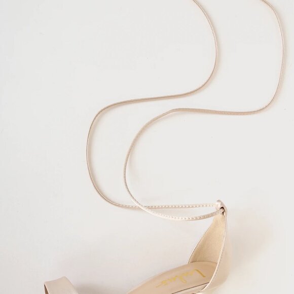 Lulu's Clairee Champagne Satin Lace-Up Heels - Picture 8 of 8